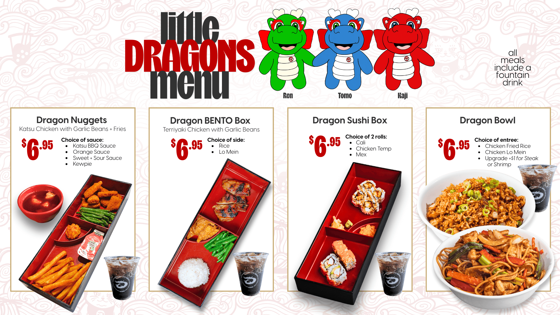 Little Dragons kids’ menu