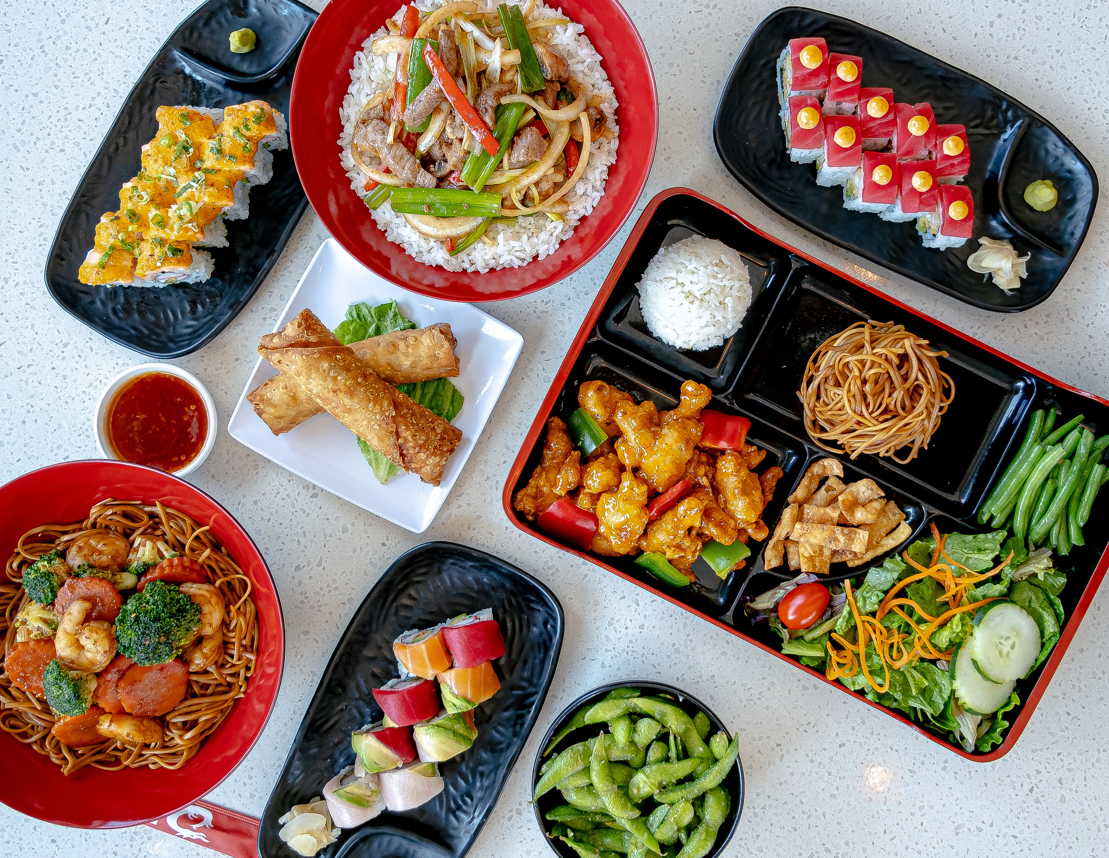 Bento Box with chicken, rice and veggies.